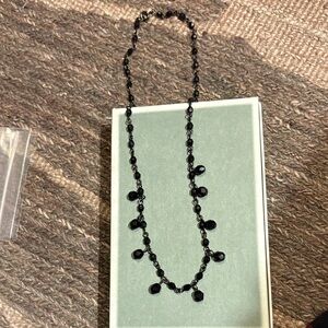 Black Jet Beaded Drop Necklace